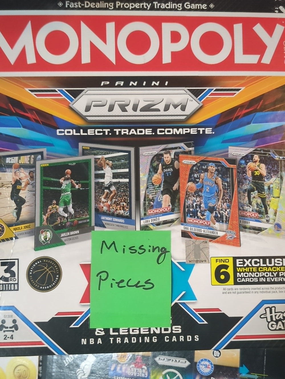 Monopoly Panini Prizm NBA Trading Cards Game - Red/Multicolor